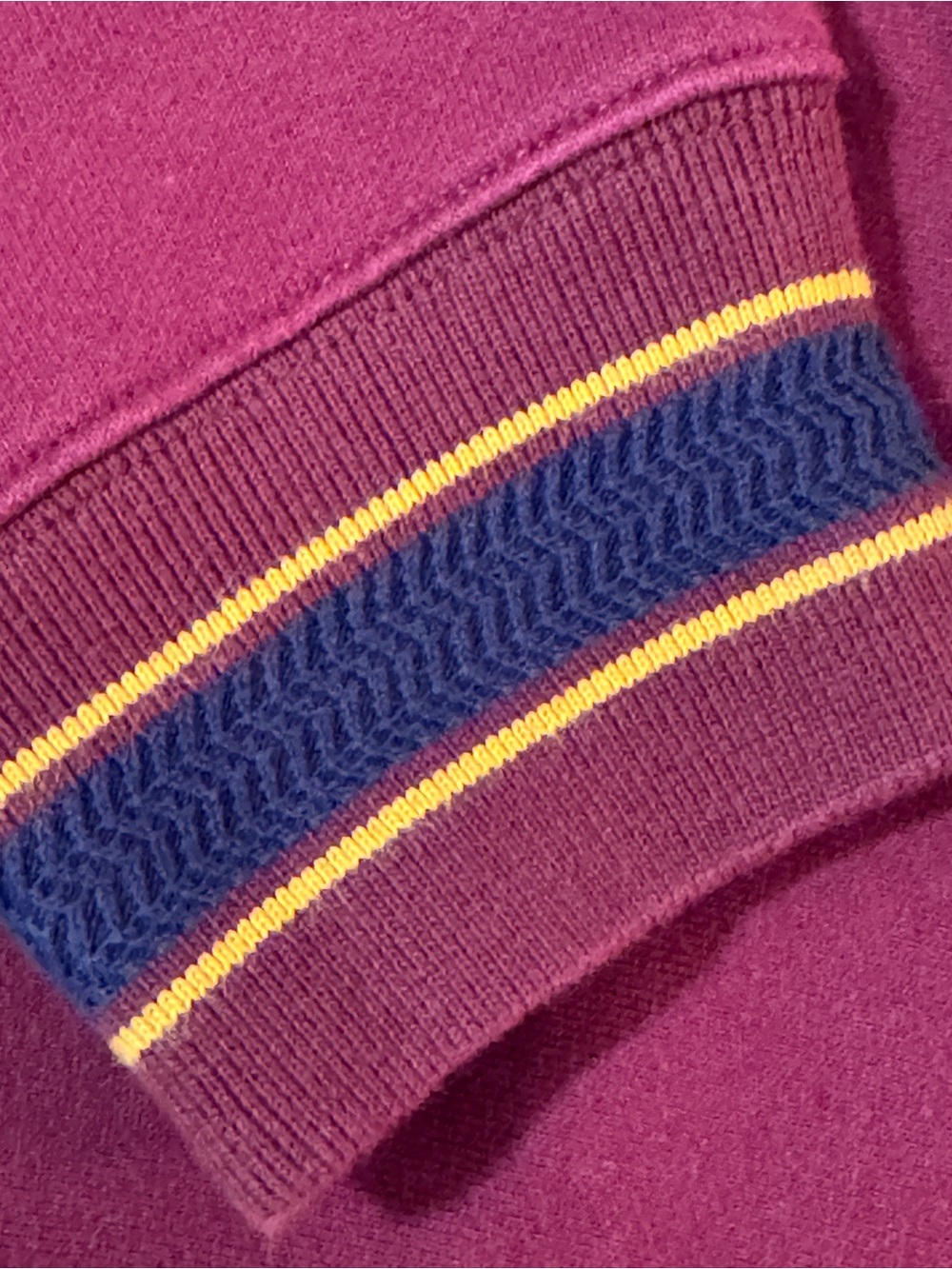 J. Crew Men's Heritage 14 oz. fleece sweatshirt with jacquard rib trim - Maroon - Picture 7 of 9